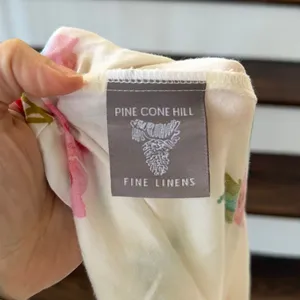 Annie Selkie Pine Cone Hill "Taffeta Floral" White Pink Boyfriend Pajama Set thumbnail 7