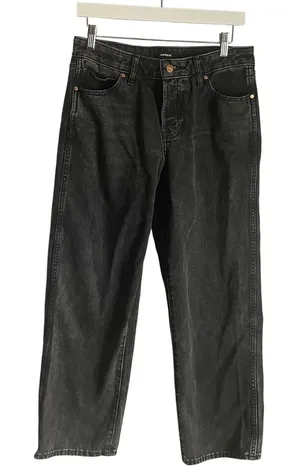 Express Relaxed Straight Low Rise Jeans Black sz 4 Short Y2K Minimalist Classic thumbnail 1