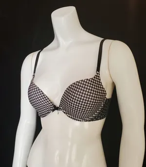 Victoria's Secret Push-Up Black & White Houndstooth & Floral Bra (32C) thumbnail 1