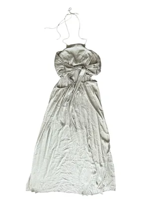 Anthropologie Women’s Halter Neck Tie Back Flowy Maxi Dress Sage Green Size M thumbnail 7