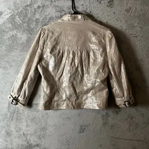 Cino Metallic 100% Linen Utility Jacket Snap Front‎ Moto Style Size Small New thumbnail 4