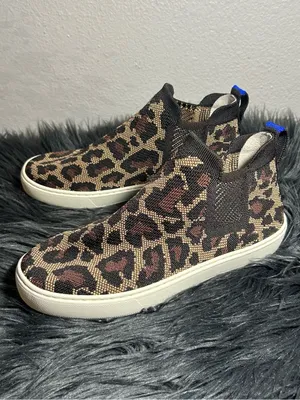 Rothy's Leopard Print High-Top Slip-On Sneakers - Brown/Tan Size 7 thumbnail 3