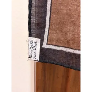Vintage Pure Wool Scarf 32 Square Brown Gray Black Geometric Mod Colorblock thumbnail 6