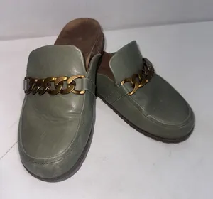 Vionic Green Leather Joyful Georgie Slip On Arch Support Mules Shoes Size 9 Read thumbnail 1