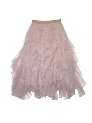 NWT by Anthropologie Evelyn Chéri Cheri in Rose Ruffled Tulle Midi Skirt L thumbnail 5