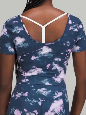 EUC Lululemon Align Tee Circulate Tie-Dye Mineral Blue Multi Size 16 thumbnail 2