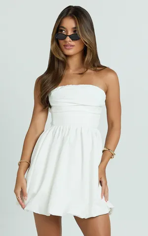 New Showpo Shaima Mini Dress Strapless Bubble Hem Dress Size Large MSRP $99 thumbnail 8