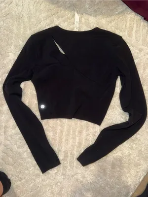 lululemon athletica Black Long-Sleeve Cropped Crew Top thumbnail 3