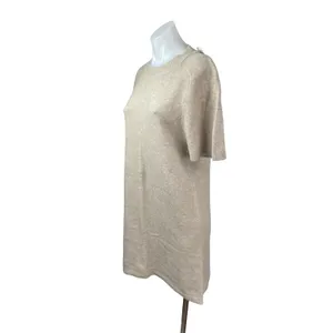 NEW Abercrombie & Fitch Beige Wool Knit Short Sleeve Mini Sweater Dress Size M thumbnail 2