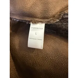Faux Shearling Draped Open Front Vest Brown Large NWT western boho cozy rero y2k thumbnail 8
