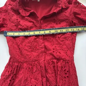 Zara Women eyelet embroidered dress Red 8420/916 Size XS x-small thumbnail 7