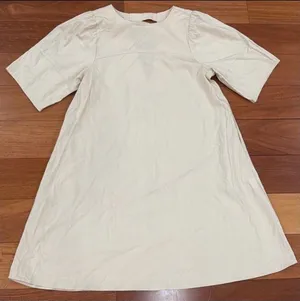 ING9 Short Puff‎ Sleeve Mini Dress Womens Beige Open Back Pockets OS One Size thumbnail 1