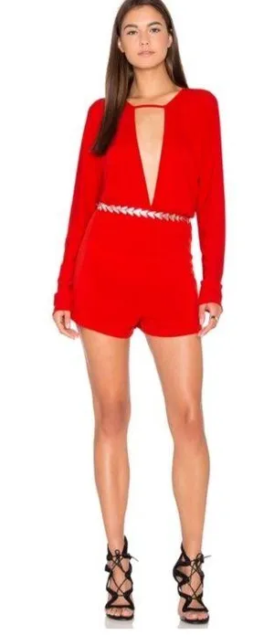 Motel Rocks Revolve Red Hot Romper NEW thumbnail 1