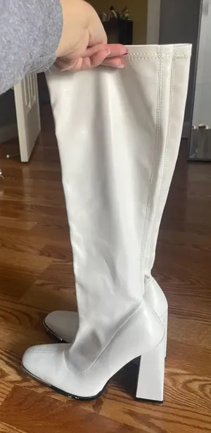 Public Desire White Knee High Block Heel Boots thumbnail 6