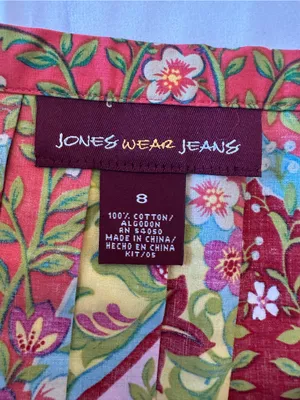 Jones Wear Jeans Women’s Size 8 Multicolor Floral Pleated A-Line Cotton Skirt thumbnail 4