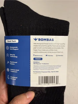 Bombas Women’s Black Socks - Medium Size Medium NEW thumbnail 2