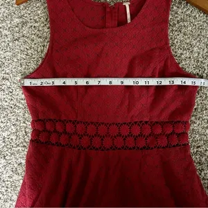 🦋 Free People Pink Burgundy Fit & Flare Lace Cut Out Mini Dress Swiftie Taylor thumbnail 6