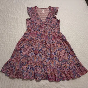 Anthropologie Peregrine Boho Floral Paisley Mini Dress S Small Pink Multi Color thumbnail 1