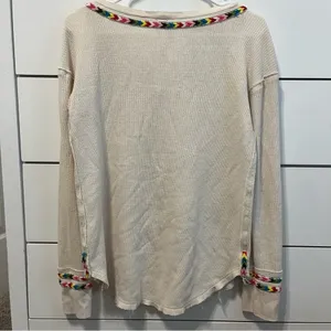 Free People Rainbow Thermal Henley Top Ivory thumbnail 4