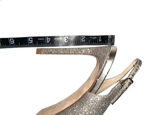 Jimmy Choo Nova Platinum Glitter Peep-Toe Slingback High Heels 37.5 thumbnail 7