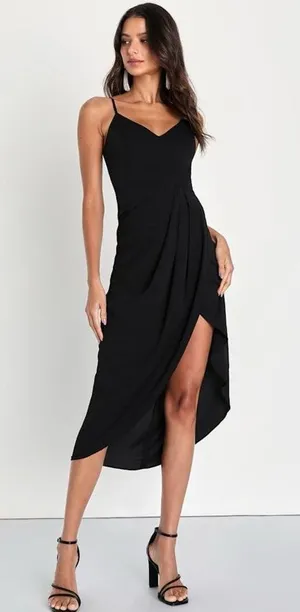 LULU’S Reinette Black Midi Dress thumbnail 1