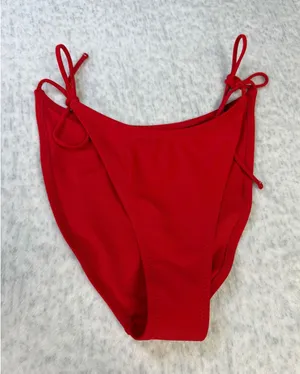 Wild Fable Red Side Tie High Cut Bikini Bottom Womens Small 4-6‎ Swimwear NWOT thumbnail 1
