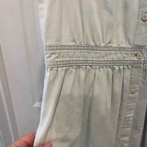 Gap 1969‎ Womens Light Wash Denim Sleeveless Button Front Shirt Dress Large Blue thumbnail 4