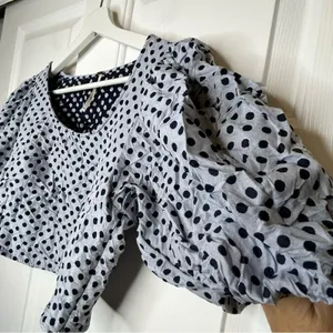 Free People Polka‎ Dot Crop Top Puff Sleeve Size 6 thumbnail 6