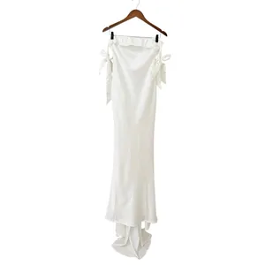 Lulus Eternally Loved White Cutout Satin Off-the-Shoulder Maxi Dress size S NWT thumbnail 4