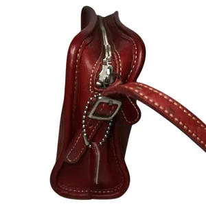 Coach Vintage 9138 Red Glove Tan Leather Mimosa Zip Shoulder Crossbody Bag thumbnail 5
