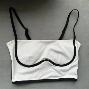 Alo Yoga Airbrush Streamlined Bra Tank Ivory/Black M thumbnail 2