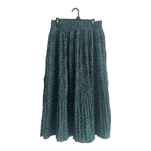 Exlura Women’s High Waist Green White Polka Dot Pleated Midi Swing Skirt Size XL thumbnail 2