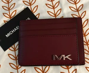 Michael Kors NWT Cooper Slim Wallet Dark Cherry with Silver Logo MSRP $88 thumbnail 1