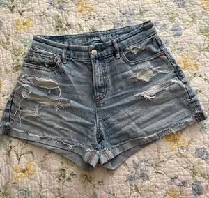 American Eagle Outfitters Light Blue Distressed Denim Jean Shorts thumbnail 1