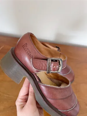 Dr Martens • vintage ankle strap mary janes 8599 brown leather chunky heel MIE thumbnail 5