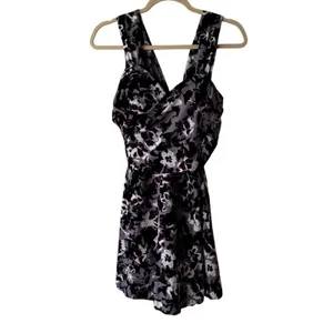 Coco Pear Purple Floral Print Crisscross Back Swim Dress‎ Size 2XL thumbnail 2