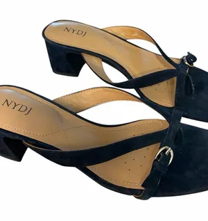 NYDJ Women's Blue Suede Strappy Buckle Heeled Sandals Size 7 New thumbnail 1