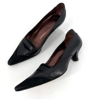 Tods Kitten Heel Pumps Womens‎ 36 Black Leather Suede Pointed Toe Office Siren thumbnail 1
