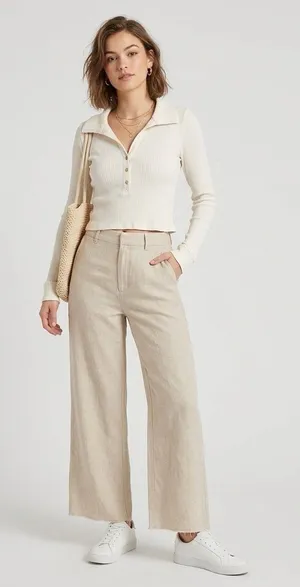 aerie vintage white casual long sleeves top femenine preppy minimalist sz XL thumbnail 1