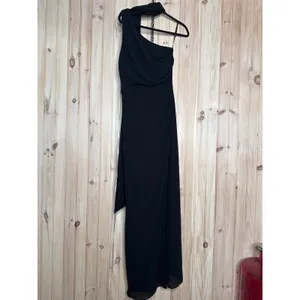 NWT Lulus Adeline Black One-Shoulder Scarf Maxi Dress Bridesmaid Banquet Size S thumbnail 4