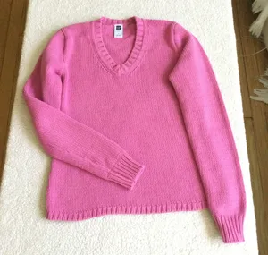 Gap Vintage Y2K Chunky V-Neck Sweater Pink - Sz Small thumbnail 1