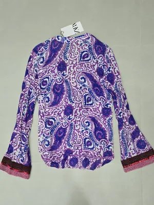 NWT! Zara Purple and White Paisley Button-Front Blouse Size S thumbnail 4