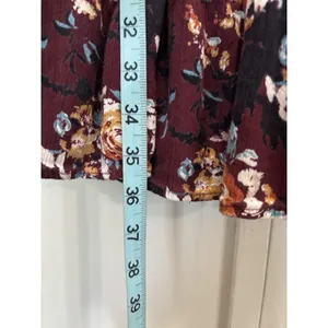 Nostalgia Floral Midi Dress‎ Size M 3/4 Crochet Sleeve Scoop Burgundy/Cream Boho thumbnail 4