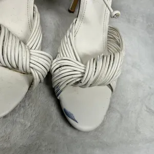 Marc Fisher LTD White‎ Leather Lace Up Strappy Stiletto Heels Knotted Sandals 8 thumbnail 4