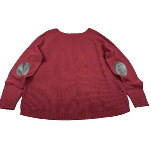 J. Crew‎ 100% Wool Sweater Women's Size Large Leather Patches Relaxed Fit Knit thumbnail 3