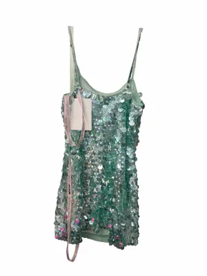 NWT Mac Duggal Mint Green Paillette Sequin Mini Dress – Medium thumbnail 3