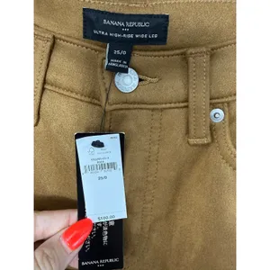 Banana Republic Ultra High-Rise Wide Leg Vegan Suede Pants Tannin Brown NWT 25 thumbnail 5