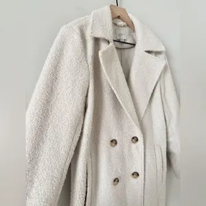 LOFT Double Breasted Midi Boucle Jacket in Cream - Size S thumbnail 5
