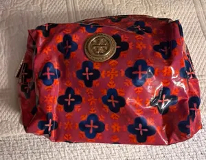 Tory Burch Red and Blue Patterned Cosmetic Bag thumbnail 1