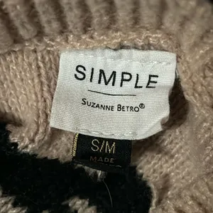 Simple by Suzanne Betro Women's Chunky Sweater‎ Oversized S/M Tan and Black thumbnail 5